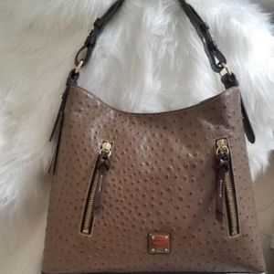 Dooney & Bourke Ostrich Cooper Hobo Mushroom purse